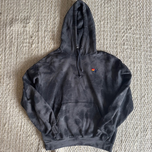 Aviator Nation Hand Dyed Pullover Hoodie Relaxed - Tie Dye Vintage Charcoal XS - Picture 3 of 5